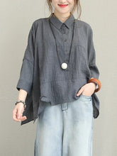 Load image into Gallery viewer, Retro Solid Color Button Stand Collar Top for Women