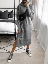 Load image into Gallery viewer, Solid Color Loose Turtleneck Knitted Sweater Midi Dress