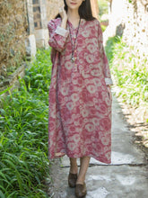 Load image into Gallery viewer, Bohemian Print Loose Long Sleeve Midi Dress