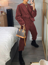 Load image into Gallery viewer, Fashion Solid Color Round Neck Casual Loose Two-piece Suit