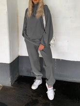 Load image into Gallery viewer, Solid Color Simple Turtleneck Loose Casual Two-piece Suit