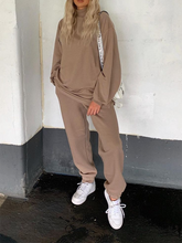 Load image into Gallery viewer, Solid Color Simple Turtleneck Loose Casual Two-piece Suit