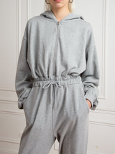 Load image into Gallery viewer, Fashionable Hooded Drawstring Waist Casual Zipper Jumpsuit