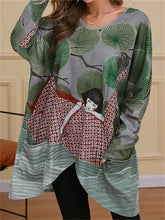 Load image into Gallery viewer, Floral Casual Round Neck Long Sleeve Women'S Dress