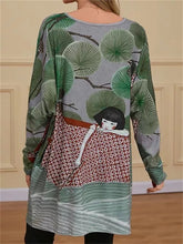 Load image into Gallery viewer, Floral Casual Round Neck Long Sleeve Women'S Dress