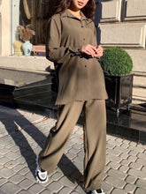 Load image into Gallery viewer, Fashion Buttons Blouse Pants Set