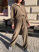 Load image into Gallery viewer, Fashion Buttons Blouse Pants Set