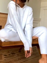 Load image into Gallery viewer, Pure Color Casual Hooded Knitted Women'S Two-Piece Suit