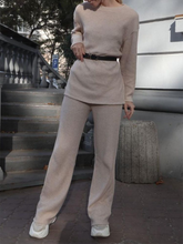 Load image into Gallery viewer, Pure Color Round Neck Loose Casual Knitted Two-piece Suit