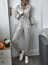 Load image into Gallery viewer, Fashion Zipper Front Drop Shoulder Casual Jumpsuit