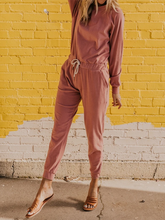 Load image into Gallery viewer, Solid Color Retro Simple Round Neck Casual Jumpsuit