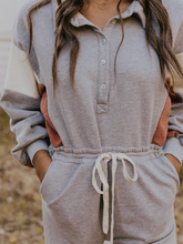 Load image into Gallery viewer, Fashion Contrast Stitching Drawstring Waist Casual Jumpsuit