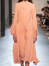 Load image into Gallery viewer, Women'S Fashion Simple Multi-Layer Round Neck Long Sleeve Long Dress