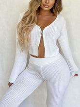 Load image into Gallery viewer, Zipper Solid Color Knitted Suit