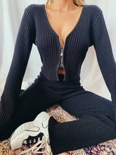 Load image into Gallery viewer, Zipper Solid Color Knitted Suit
