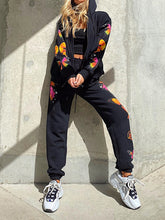 Load image into Gallery viewer, Butterfly Print Zipped Jacket Pants Set