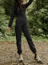 Load image into Gallery viewer, Solid Color Lapel High Waist Casual Zip Jumpsuit