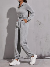 Load image into Gallery viewer, Zipper Half Placket Slant Pocket Solid Color Jumpsuit