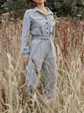 Load image into Gallery viewer, Flap Pocket Elastic Waist Button Solid Color Jumpsuit