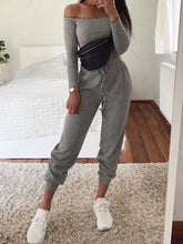 Load image into Gallery viewer, Women'S Fashion Solid Color One-Shoulder Knitted Two-Piece Suit