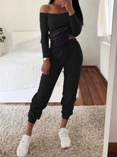 Load image into Gallery viewer, Women'S Fashion Solid Color One-Shoulder Knitted Two-Piece Suit