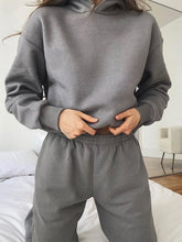 Load image into Gallery viewer, Women'S Solid Color Casual Hooded Loose Sports Two-Piece Suit