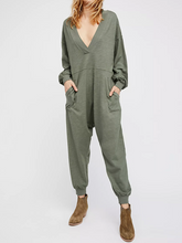 Load image into Gallery viewer, Sexy V-neck Solid Color Loose Casual Jumpsuit