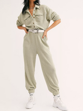 Load image into Gallery viewer, Fashion Lapel Solid Color Loose Casual Button Jumpsuit