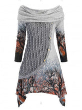 Load image into Gallery viewer, Casual Pile Collar Hooded Printed Women'S Dress