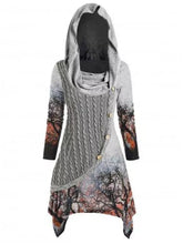 Load image into Gallery viewer, Casual Pile Collar Hooded Printed Women'S Dress