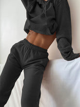 Load image into Gallery viewer, Hooded Drawstring Loose Casual Solid Color Two-piece Suit