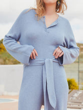 Load image into Gallery viewer, Casual Solid Color Loose Round Neck Lace-Up Jumpsuit