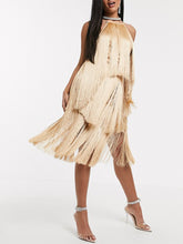 Load image into Gallery viewer, Fashion Suspender Sleeveless Tassel Midi Evening Dress