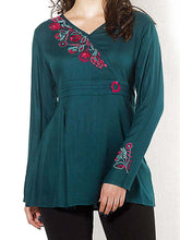 Load image into Gallery viewer, Embroidered V-neck Fashion T-Shirt