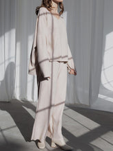 Load image into Gallery viewer, V-Neck Knitted Long Sleeve Loose Pants Suit