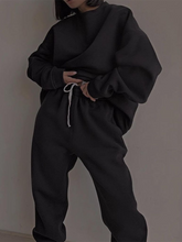 Load image into Gallery viewer, Solid Color Round Neck Long Sleeve Casual Two-Piece Suit