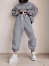 Load image into Gallery viewer, Solid Color Round Neck Long Sleeve Casual Two-Piece Suit