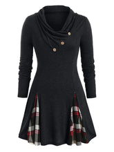 Load image into Gallery viewer, Retro Casual Plaid Stitching Long Sleeve Women'S Dress