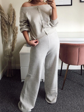 Load image into Gallery viewer, Pure Color Long Sleeve Casual Knitted Two-piece Suit