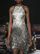 Load image into Gallery viewer, Fashion Printed Sleeveless Fringed Evening Dress