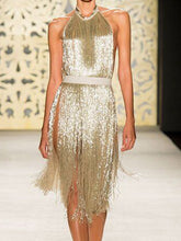 Load image into Gallery viewer, Fashion Sexy Halterneck Tassel Midi Dress