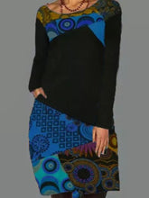 Load image into Gallery viewer, Circle Plaid Irregular Splicing Dress