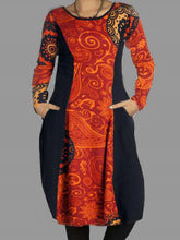 Load image into Gallery viewer, Ladies Print Splicing Dress
