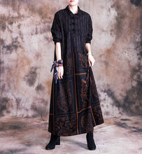 Load image into Gallery viewer, Retro Art Totem Print Stand Collar Women'S Dress