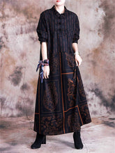 Load image into Gallery viewer, Retro Art Totem Print Stand Collar Women'S Dress