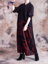 Load image into Gallery viewer, Retro Art Totem Print Stand Collar Women'S Dress