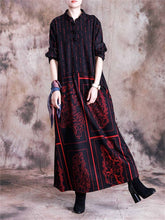 Load image into Gallery viewer, Retro Art Totem Print Stand Collar Women'S Dress