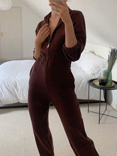 Load image into Gallery viewer, Fashion Casual V-Neck Zipper Loose Jumpsuit