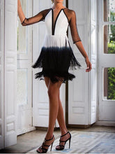 Load image into Gallery viewer, Fashion Mid-Sleeve V-Neck Fringed Party Dress