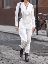 Load image into Gallery viewer, Fashion Shirt V-neck High Waist Casual Solid Color Jumpsuit